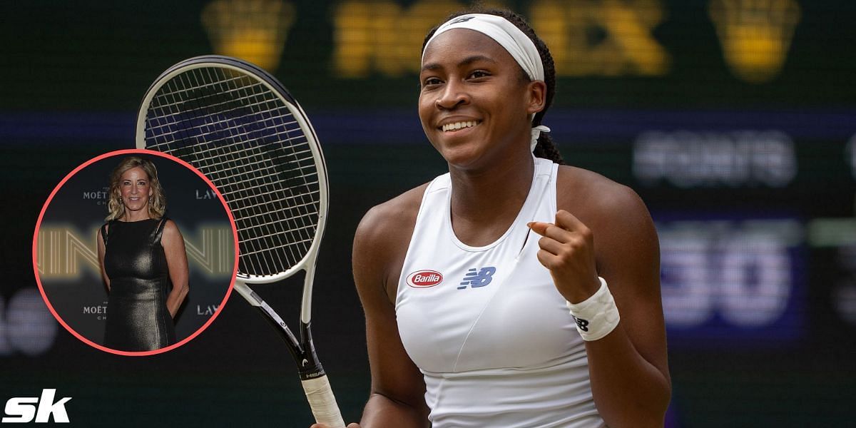 The United States&#039; Chris Evert and Coco Gauff