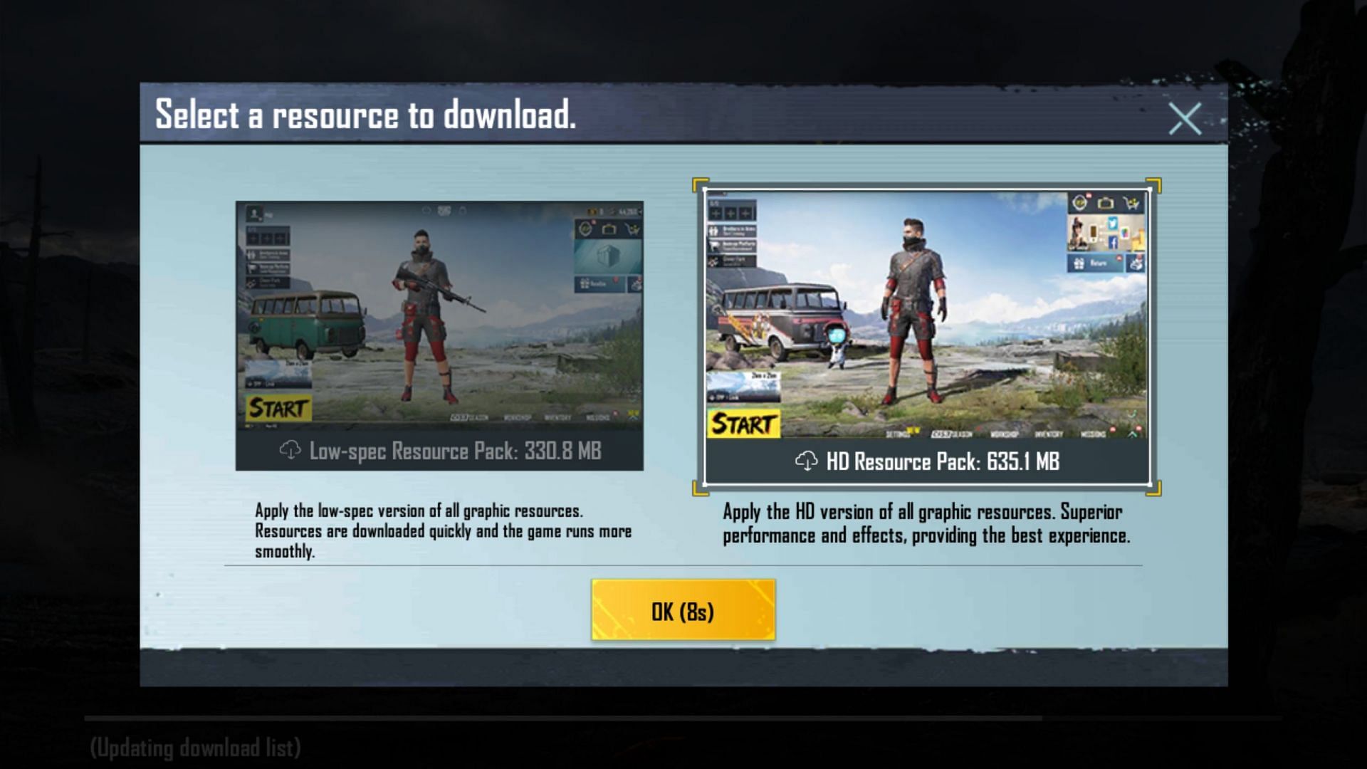 Select the appropriate resource pack (Image via Tencent)