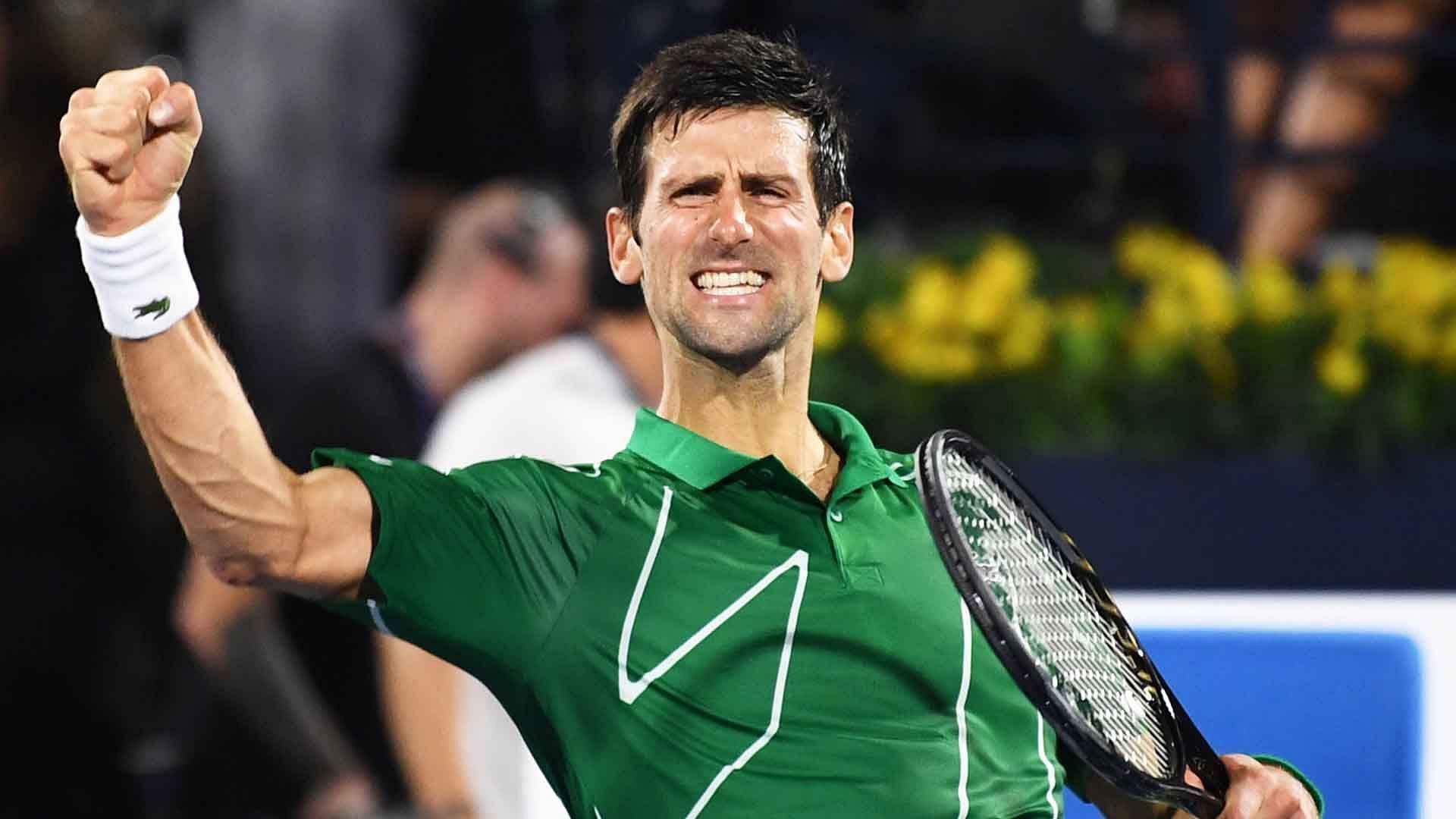 Novak Djokovic at the Dubai Tennis Championships in 2020