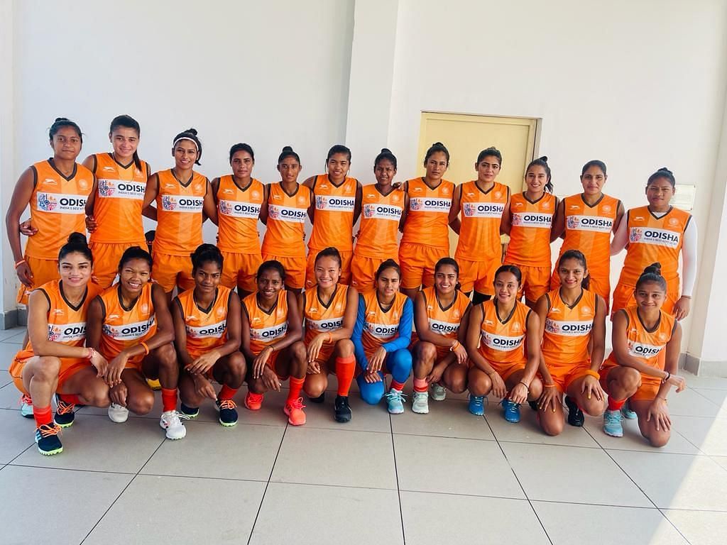 The Indian women&#039;s team poses ahead of the FIH Pro League matches. (PC: Hockey India)