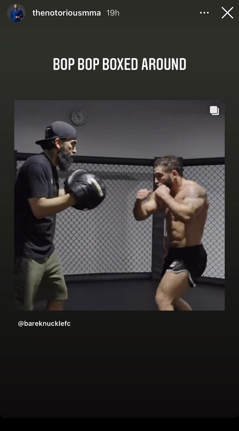 Conor McGregor reacts to Chad Mendes boxing