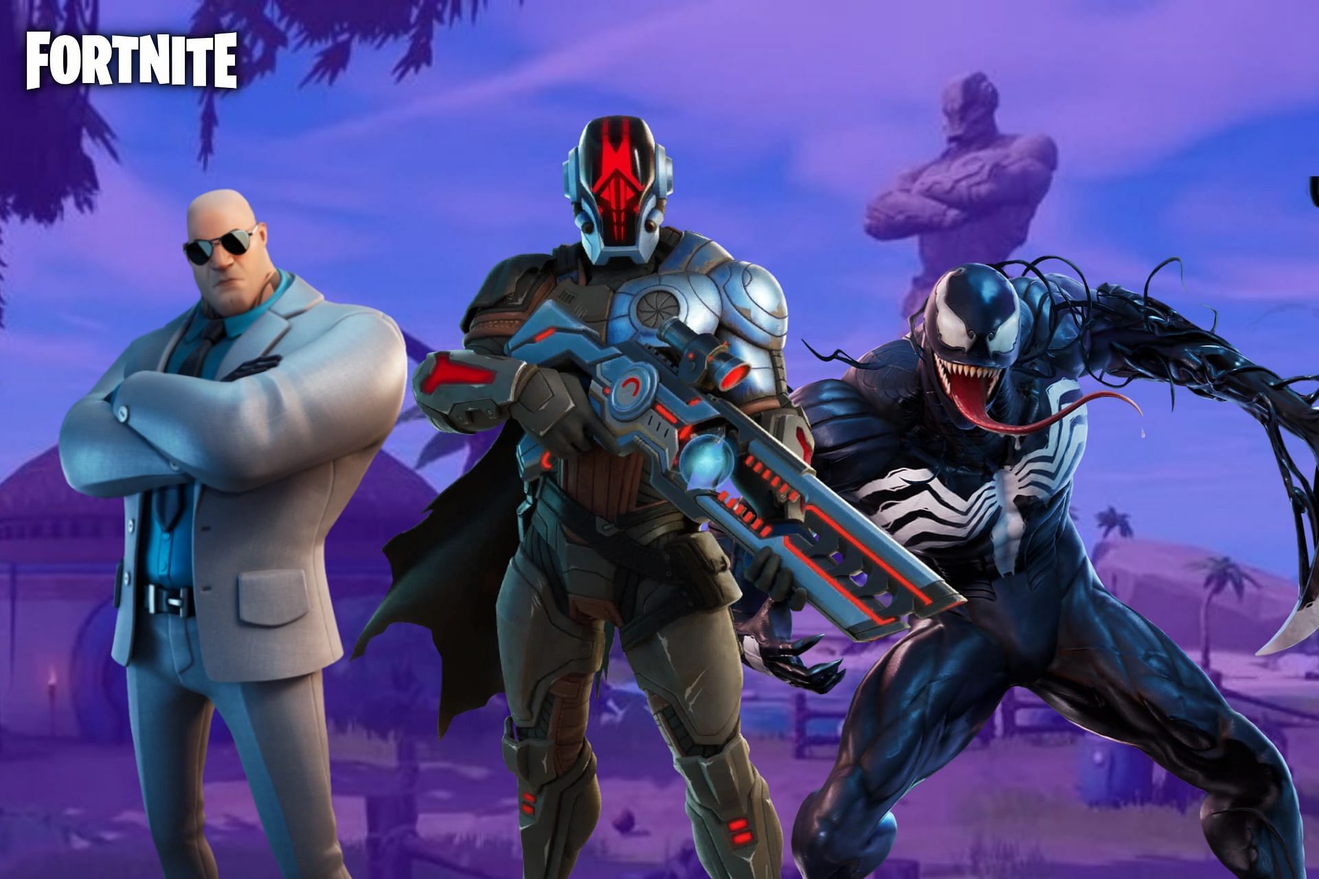 Brutus, Venom, and The Foundation skins in Fortnite (Image via Sportskeeda)