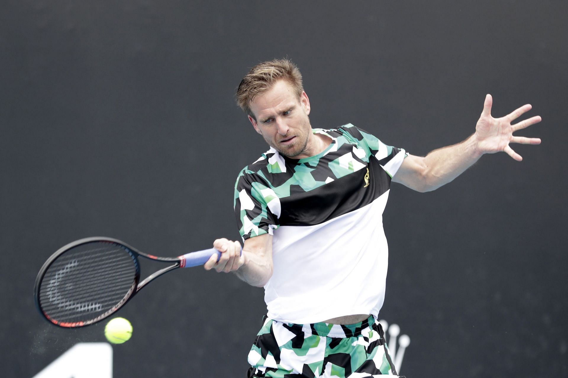 Peter Gojowczyk in action at 2022 Australian Open