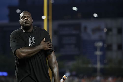 Shaq in a Legends & Celebrity Softball Game