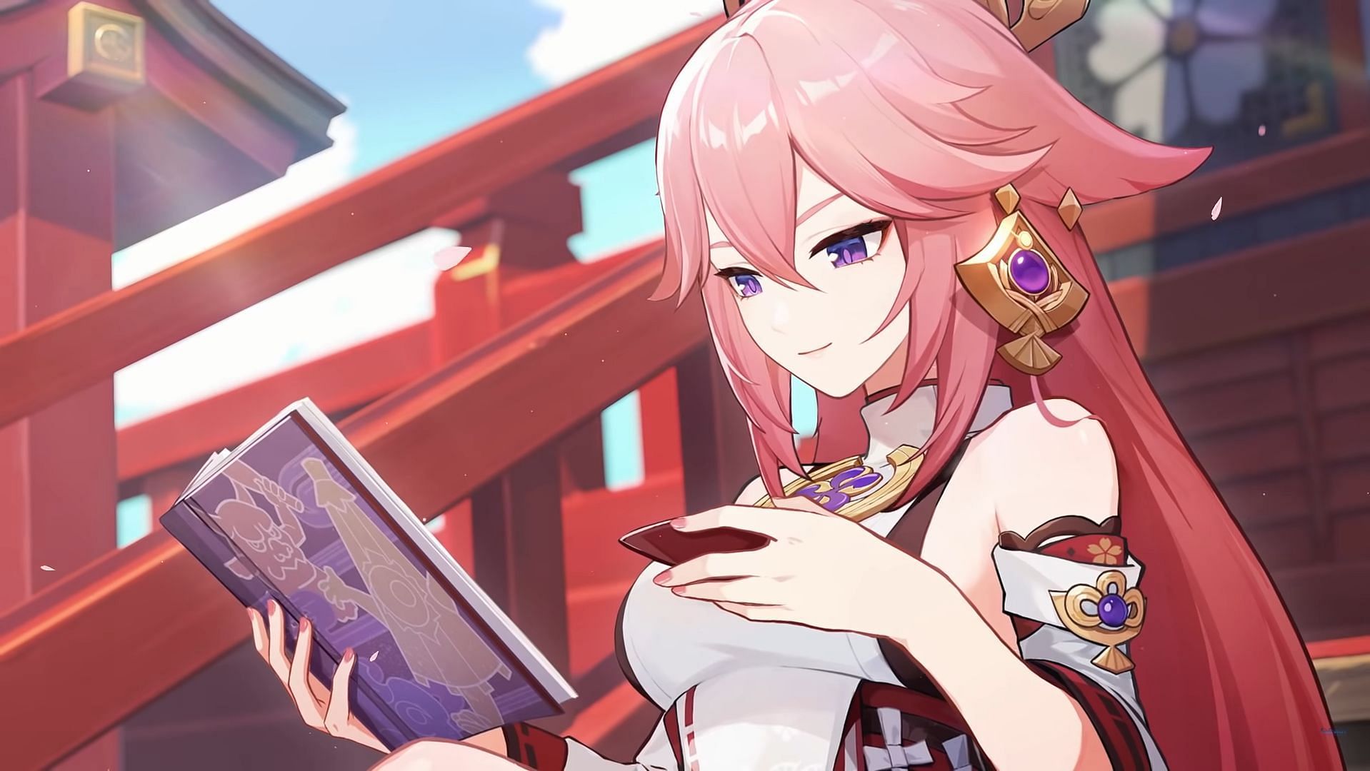 Yae Miko appearance in her teaser (Image via Genshin Impact)