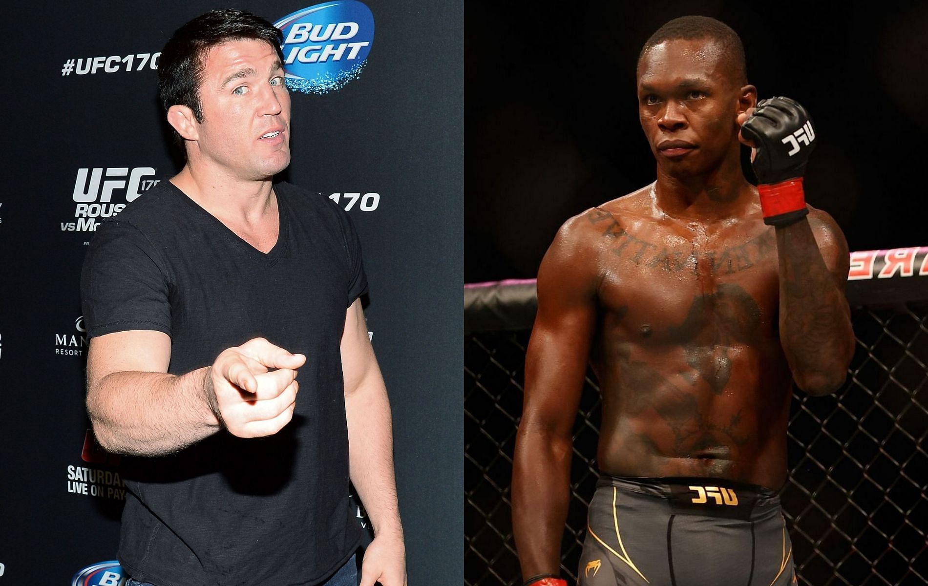 Chael Sonnen (left) &amp; Israel Adesanya (right)