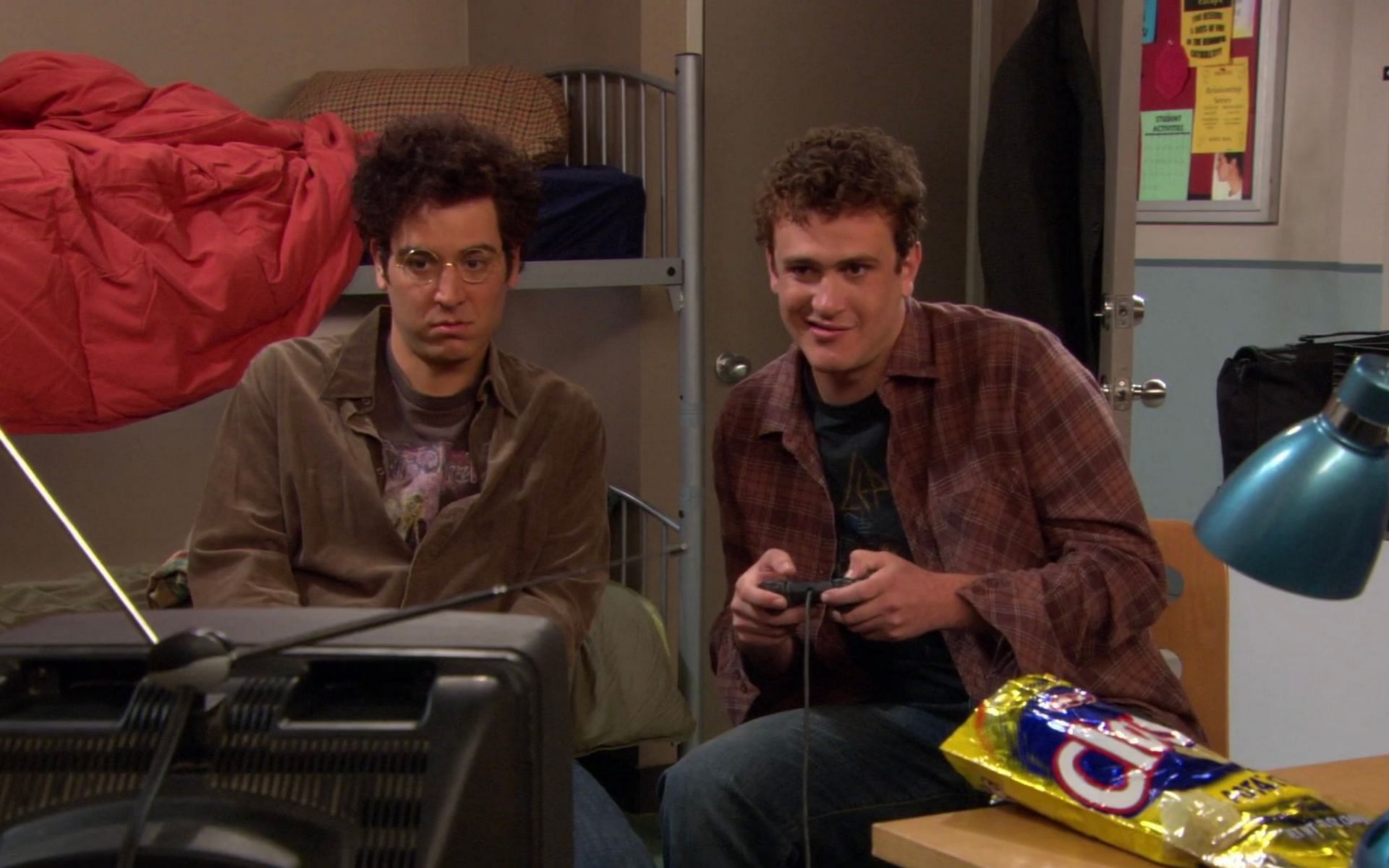 Ted and Marshall playing Playstation 2 from a flashback in 1996 (Image via Disney+hotstar)