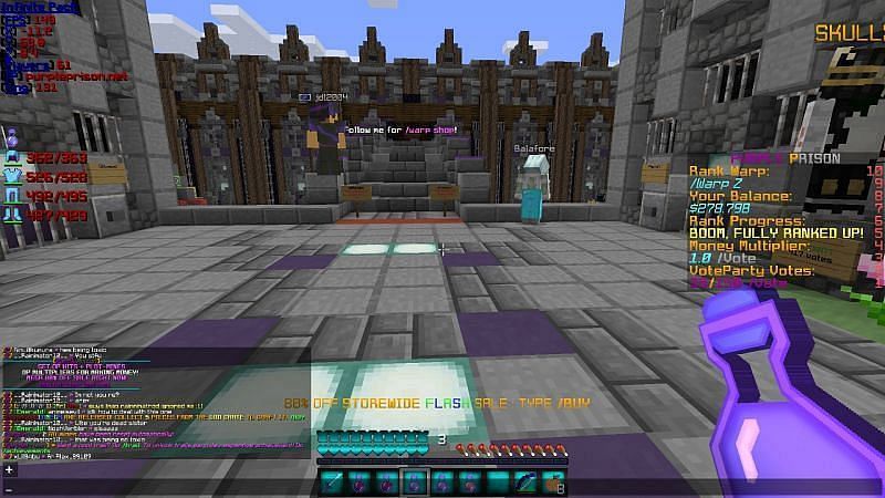 Purple Prison is one of the best servers for version 1.7 (Image via Mojang)