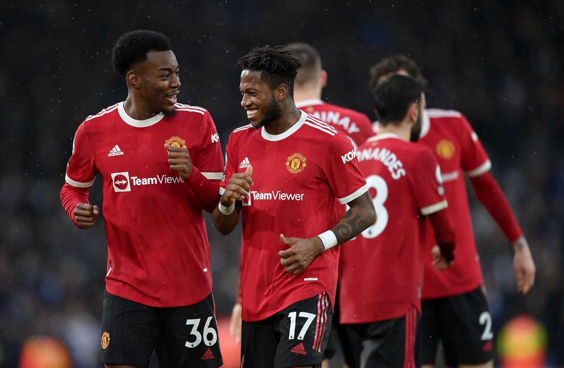 Both Anthony Elanga (left) and Fred (right) were on the scoresheet in Manchester United&#039;s 4-2 win over Leeds