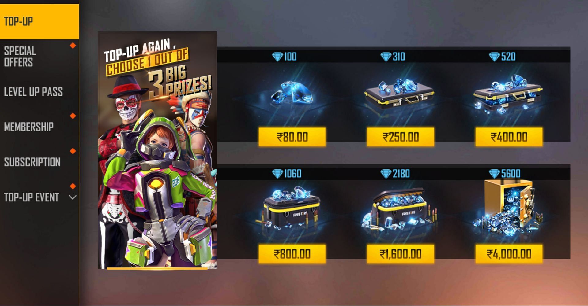 Purchase the given number of diamonds (Image via Garena)