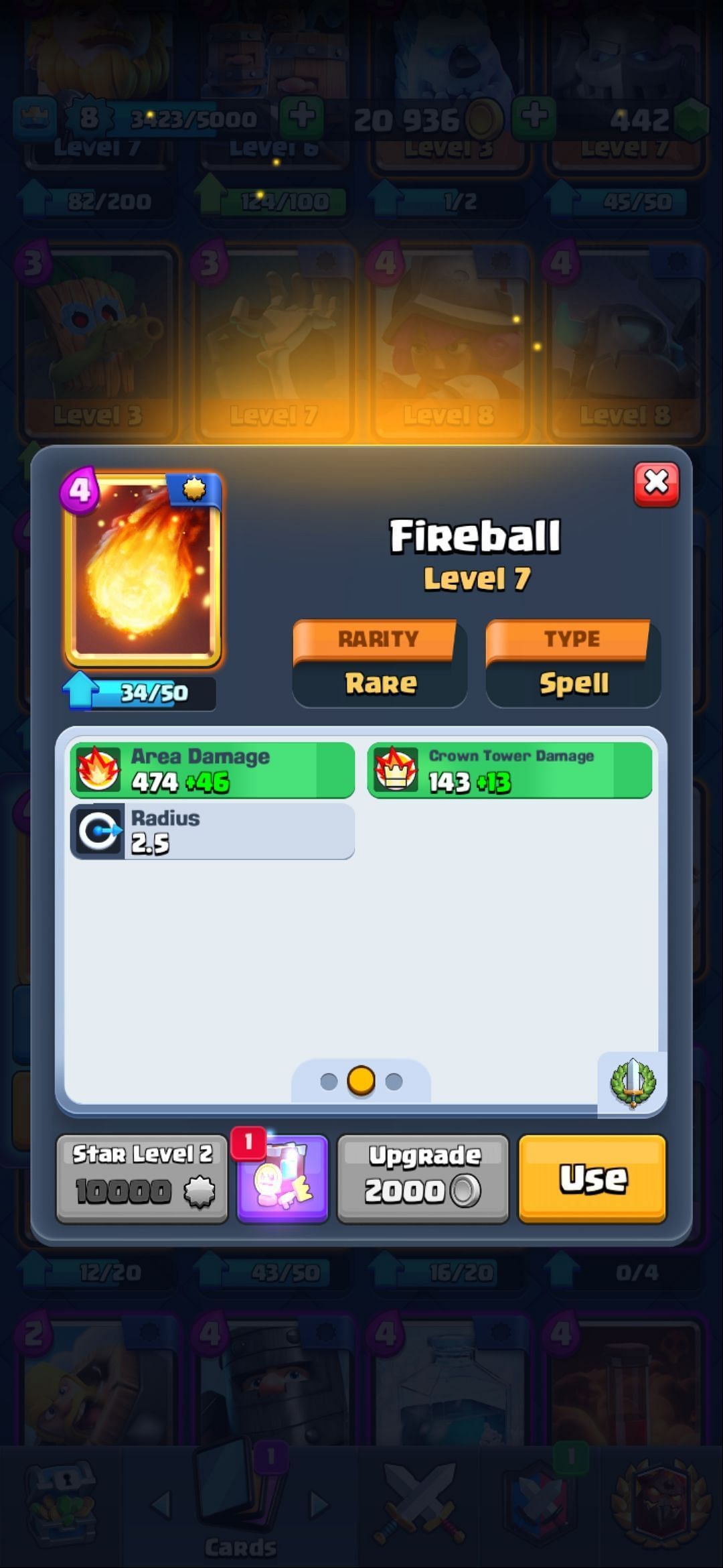 Fireball card in Clash Royale (Screen capture from the game)