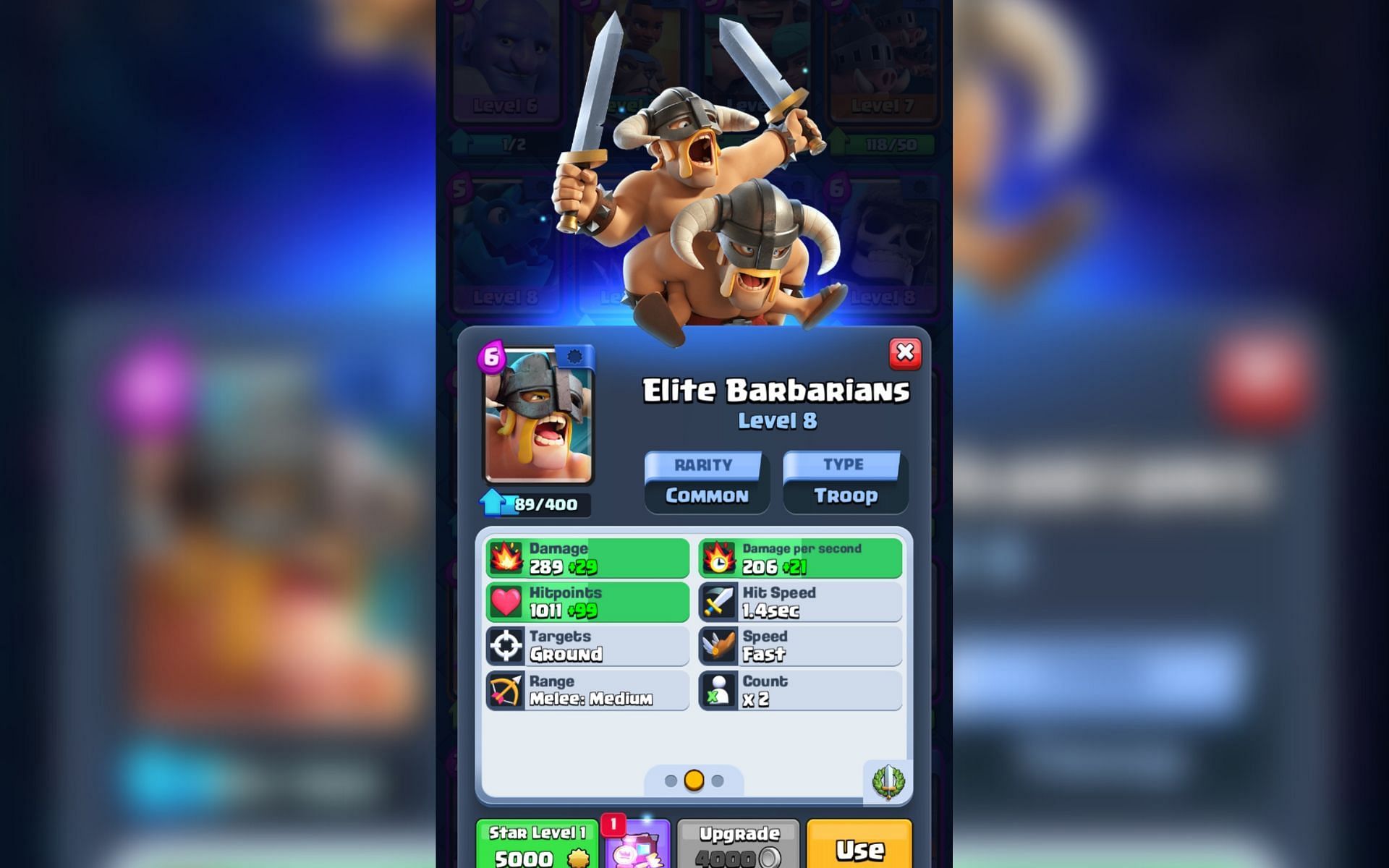 Elite Barbarians in Clash Royale (Image via Sportskeeda)