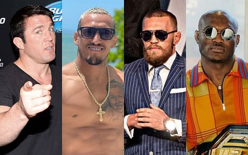 (L to R) Chael Sonnen via Getty; Charles Oliveira, Conor McGregor and Kamaru Usman via @charlesdobronxs, @thenotoriousmma and @usman84kg on Instagram