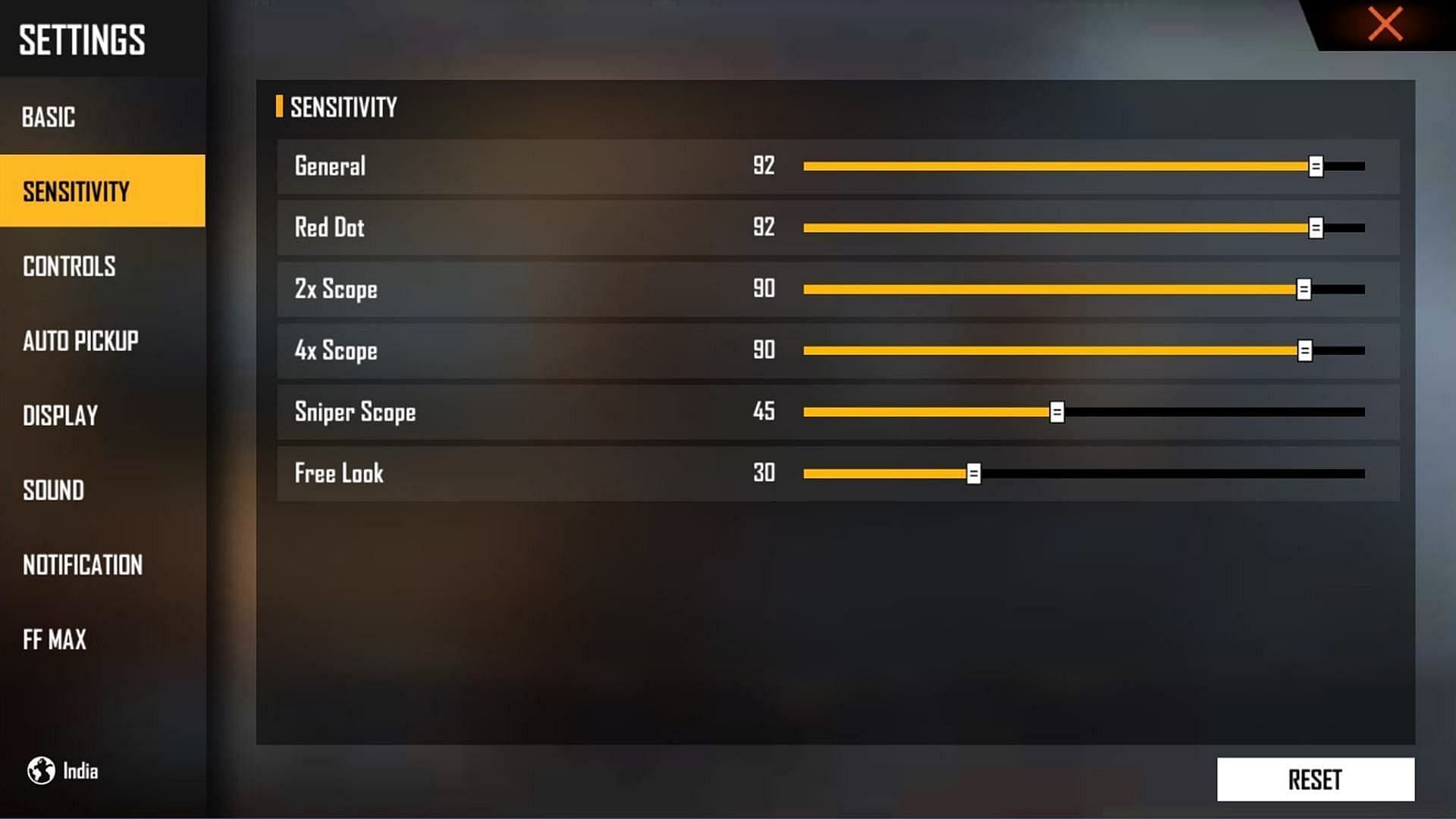 Free Fire MAX sensitivity for average devices (Image via Garena)