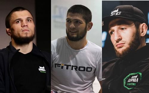 Umar Nurmagomedov (left), Khabib Nurmagomedov (middle), Tagir Ulanbekov (right) [Image credits: @umar_nurmagomedov, @khabib_nurmagomedov, and @tagir_ulanbekov via Instagram]