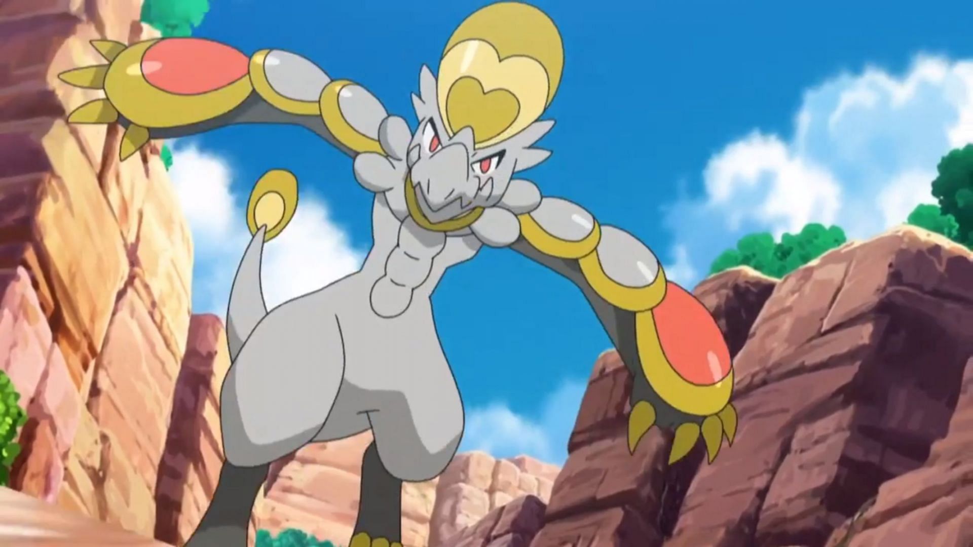 Hakamo-o as it appears in the Pokemon anime (Image via The Pokemon Company)