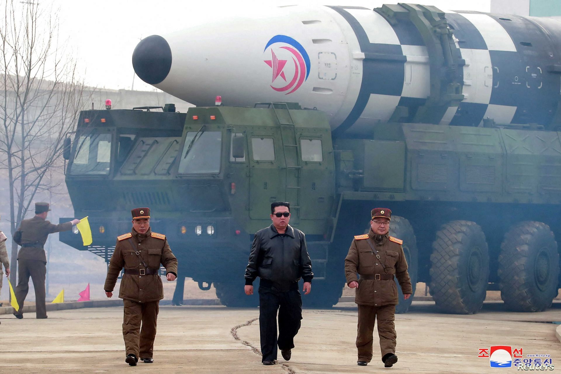 Kim Jong-un reportedly guiding the missile launch (Image via Korean Central News Agency)