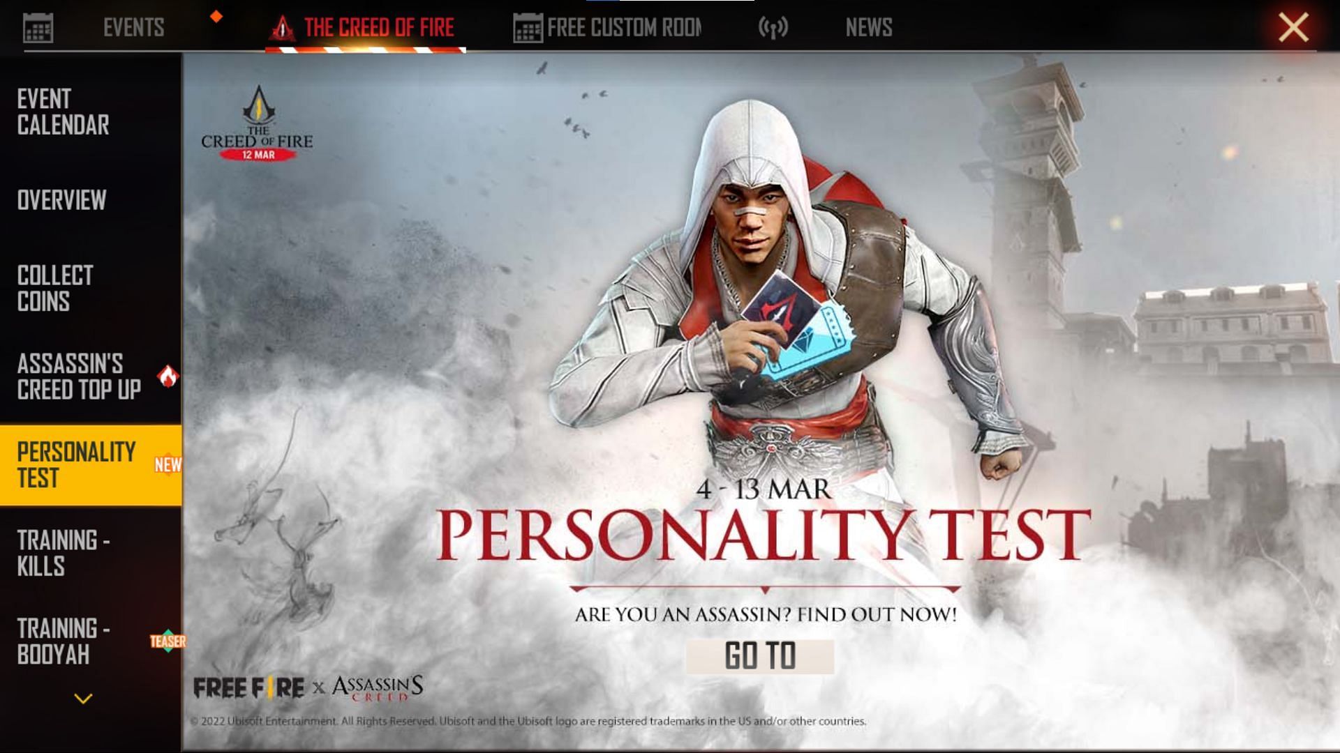 The event can be accessed by clicking on the &#039;Go To&#039; button (Image via Garena)