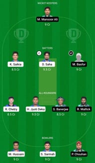 Dream11 Team for BDMTCC vs Tengapara C.C - Assam Premier Club T20 Championship 2022.