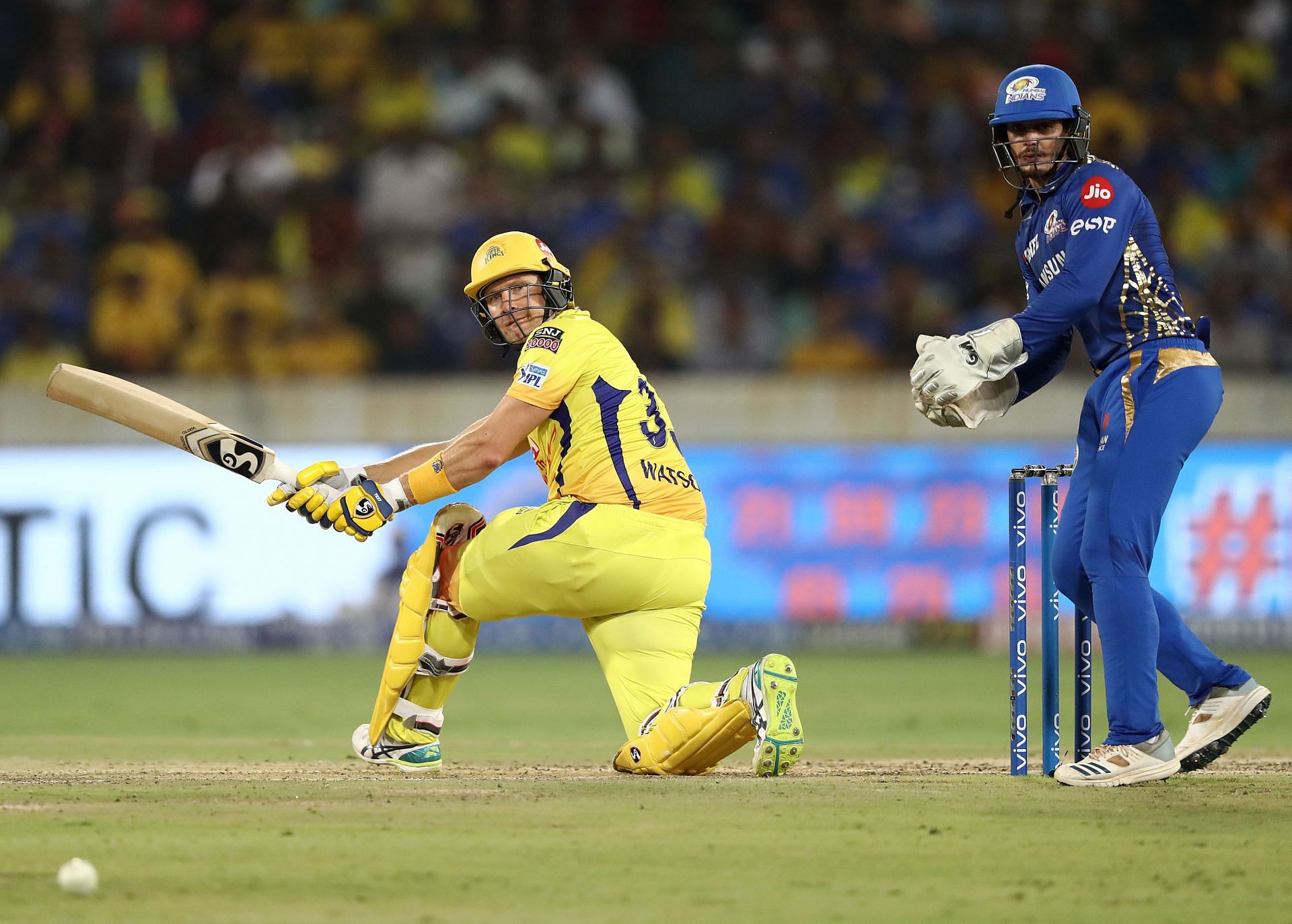 Shane Watson in action for CSK vs MI. Pic: Getty Images