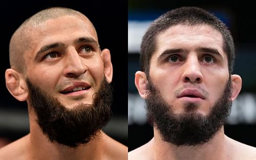 Khamzat Chimaev (left. Image credit: UFC.com), Islam Makhachev (right. Image credit: @islam_makhachev on Instagram)