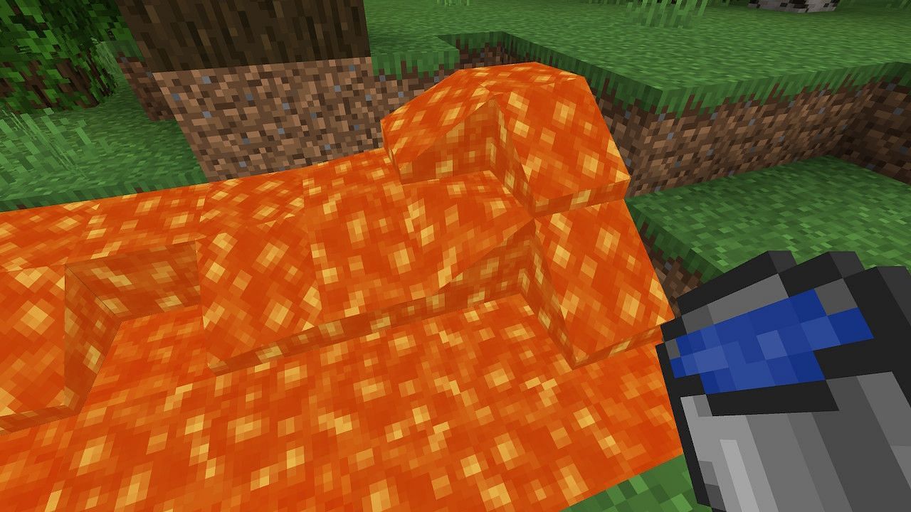 Players can make obsidian very easily using the simple method of a bucket of water and lava (Image via Minecraft)