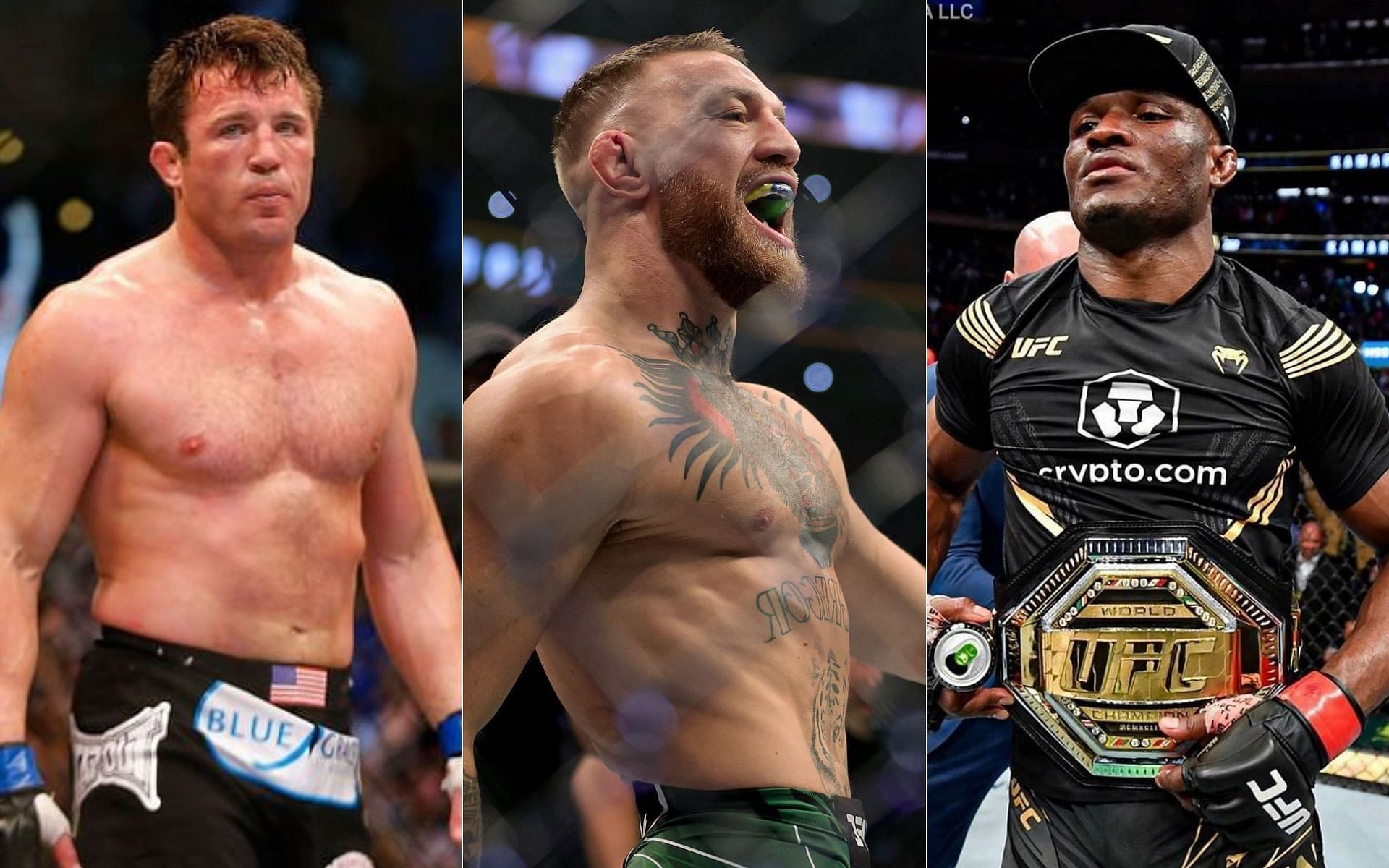 Chael Sonnen (left), Conor McGregor (middle) and Kamaru Usman (right) [Image credits: Getty &amp; @usman84kg on Instagram]