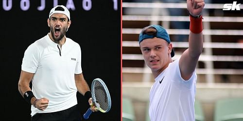 Matteo Berrettini (L) and Holger Rune.