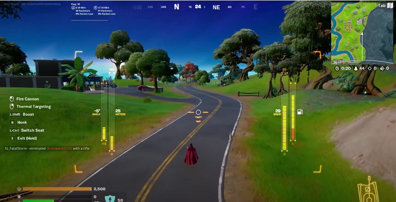 Player driving an invisible tank in Fortnite Chapter 3 Season 2 (Image via YouTube/GKI)