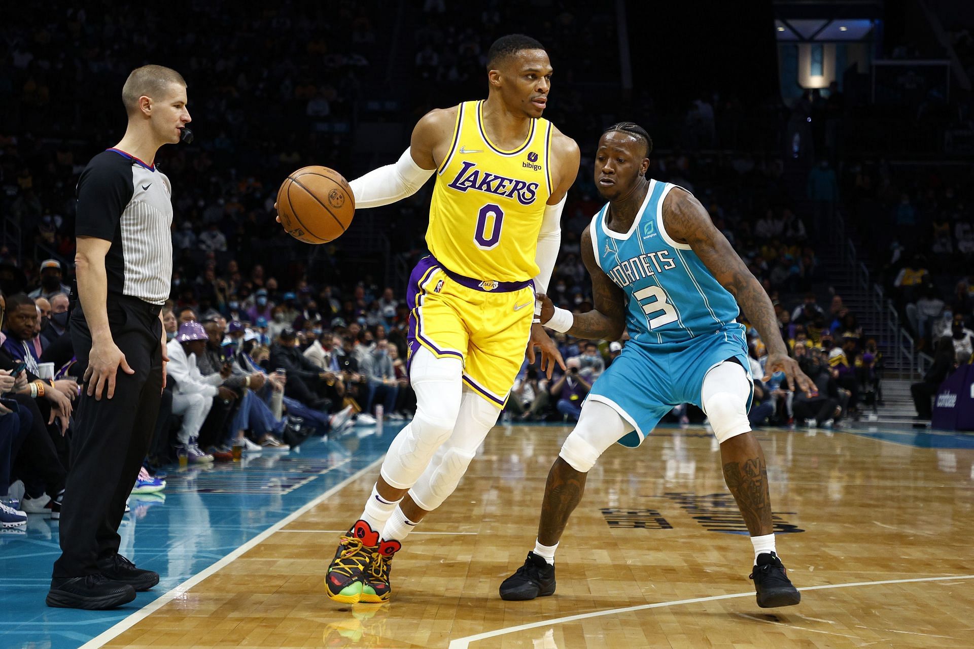 Russell Westbrook in action against the Charlotte Hornets