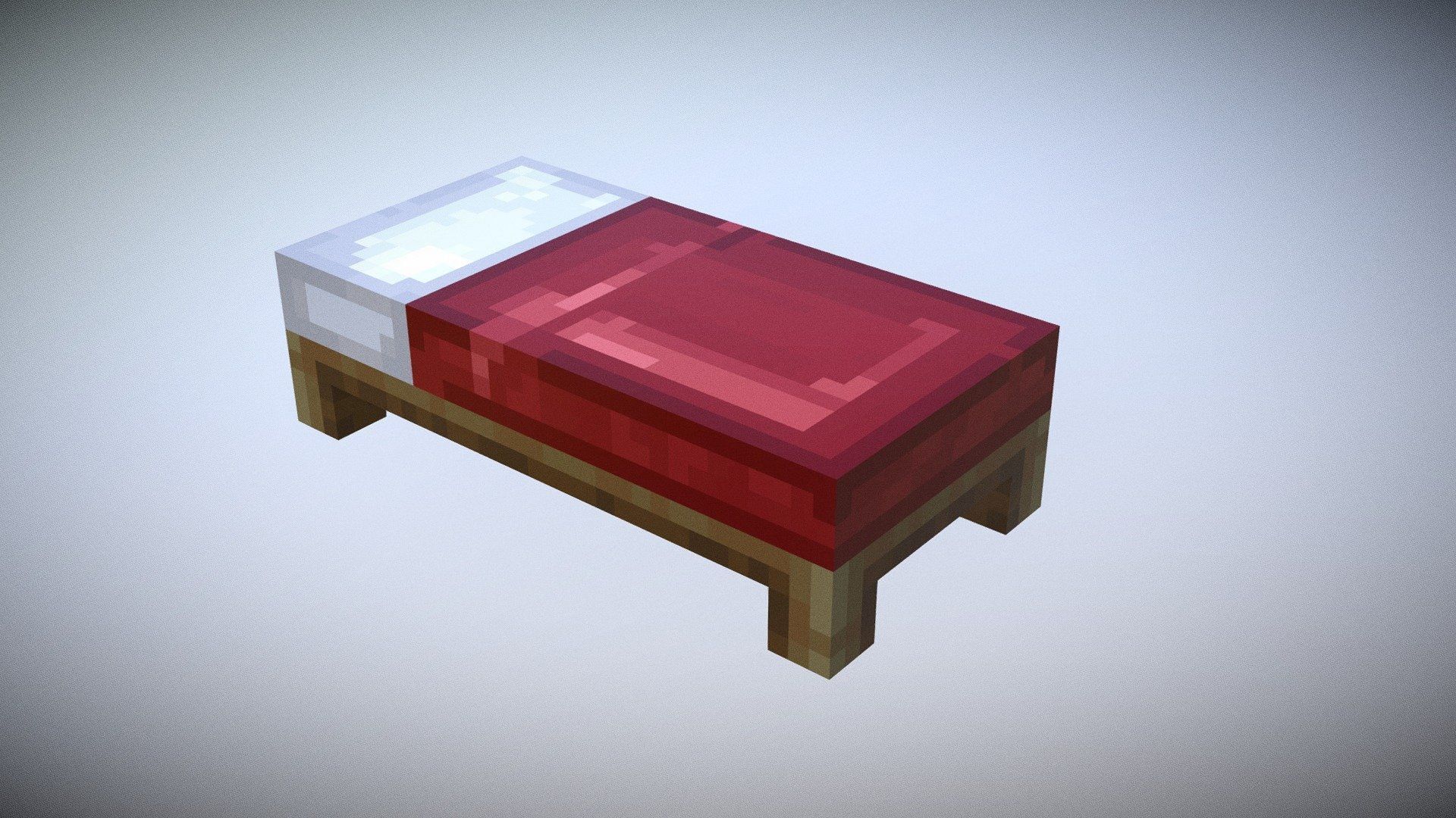 A bed in Minecraft (Image via Sketchfab)