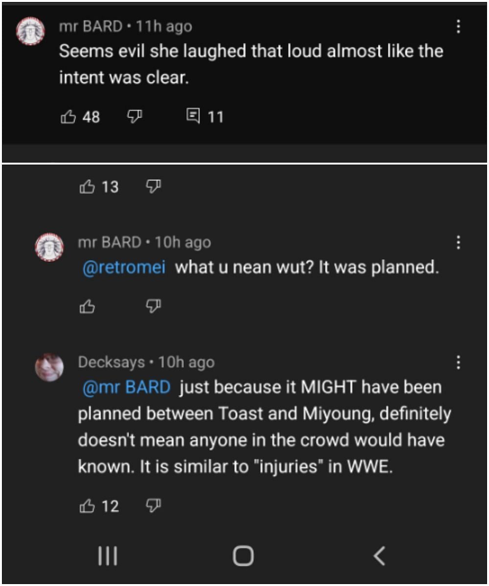 Whether or not the actual Toast/Miyoung moment was staged was also brought up (Image via Offline Funny/YouTube)