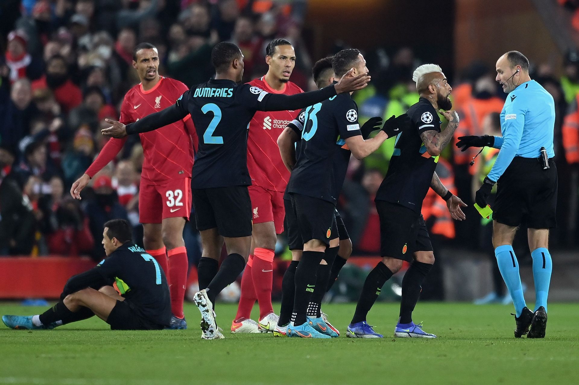 Alexis Sanchez receives his marching orders.