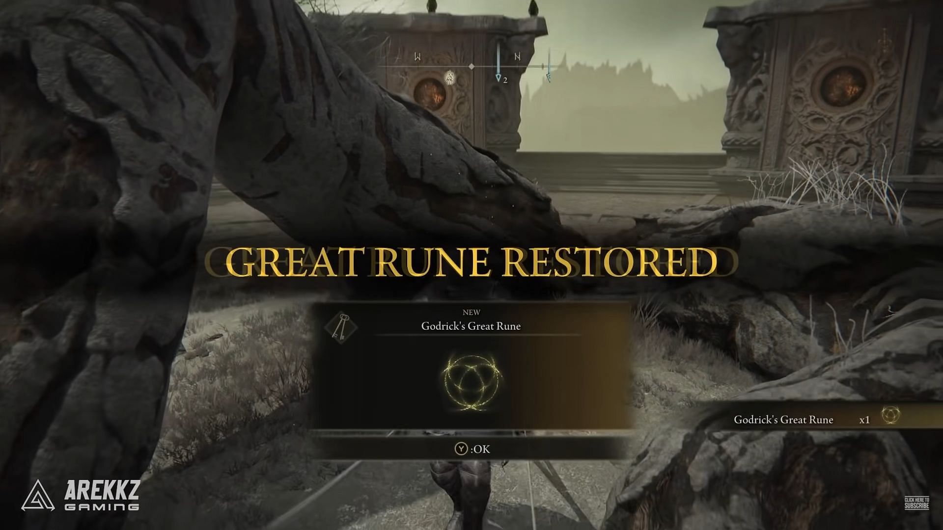 Godrick&#039;s Great Rune is a great early/mid game item in Elden Ring (Image via Arekkz Gaming/YouTube)