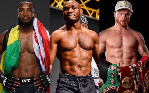 (L to R) Leon Edwards, Kamaru Usman and Canelo Alvarez [Images via @leonedwardsmma, @usman84kg and @canelo on Instagram]