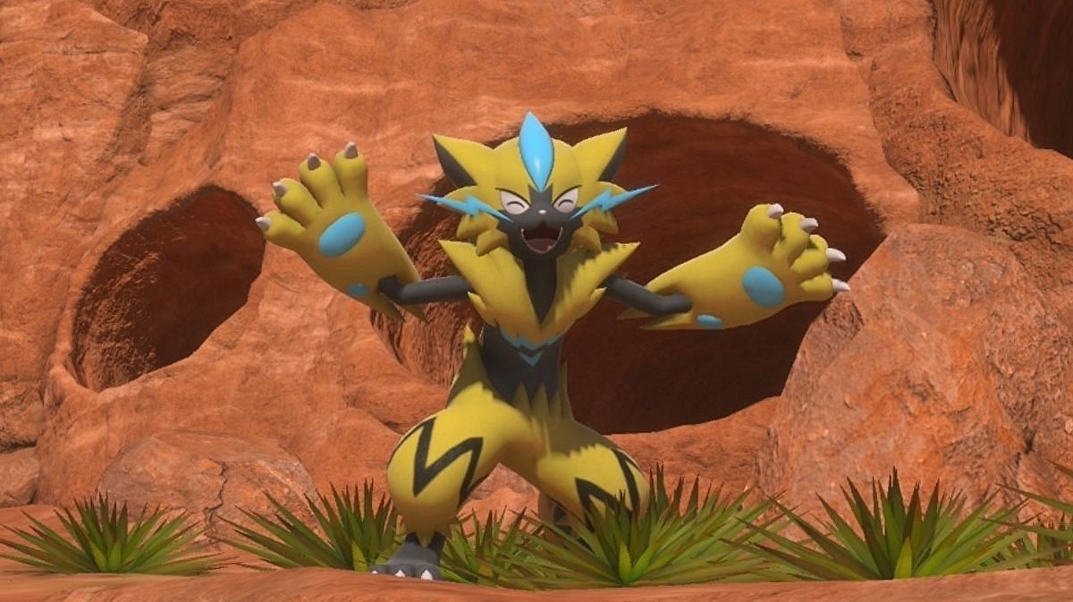 Zeraora is only Electric-type, though it learns several Fighting-type moves (Image via Bandai Namco)