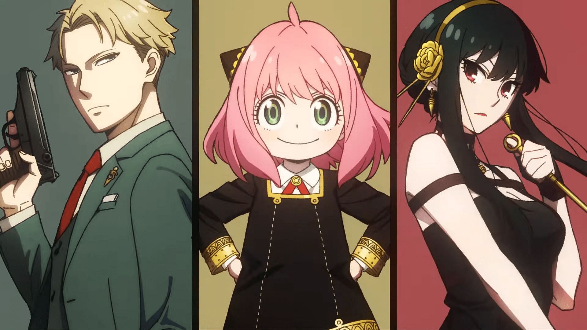 From left to right, protagonists Loid, Anya, and Yor Forger (Image via Wit Studios/Cloverworks)