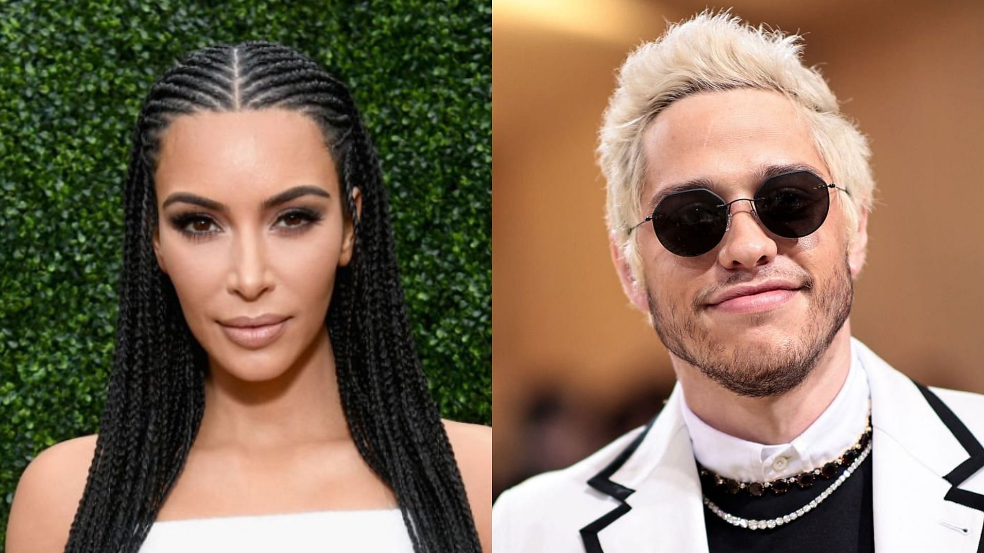 Kim Kardashian revealed Pete Davidson has multiple tattoos and a branding dedicated to her (Image via Emma McIntyre/Getty Images &amp; Dimitrios Kambouris/Getty Images)