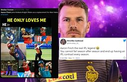 "The real IPL legend"- Fans roast Aaron Finch after KKR sign him as a replacement for Alex Hales