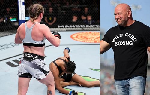 Molly McCann (left), Luana Caroline (center) & Dana White (right) [Image Credits- @DamonMartin on Twitter]