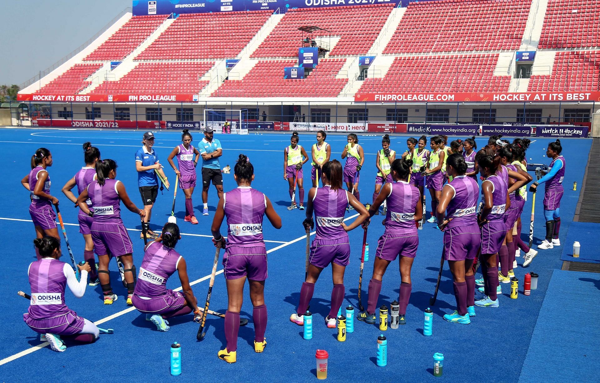 The Indian women&#039;s hockey team during a training session. (PC: Hockey India)