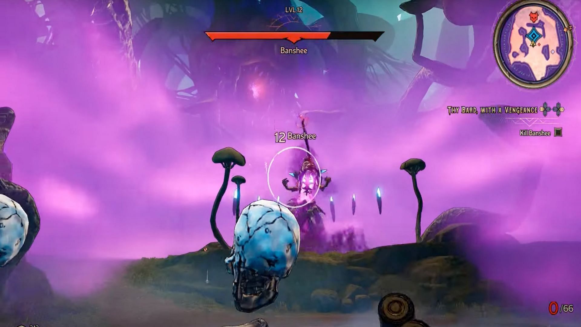Players of Tiny Tina&#039;s Wonderlands must move to the center, avoiding the pink fog during the second phase of the encounter (Image via PowerPyx/YouTube)