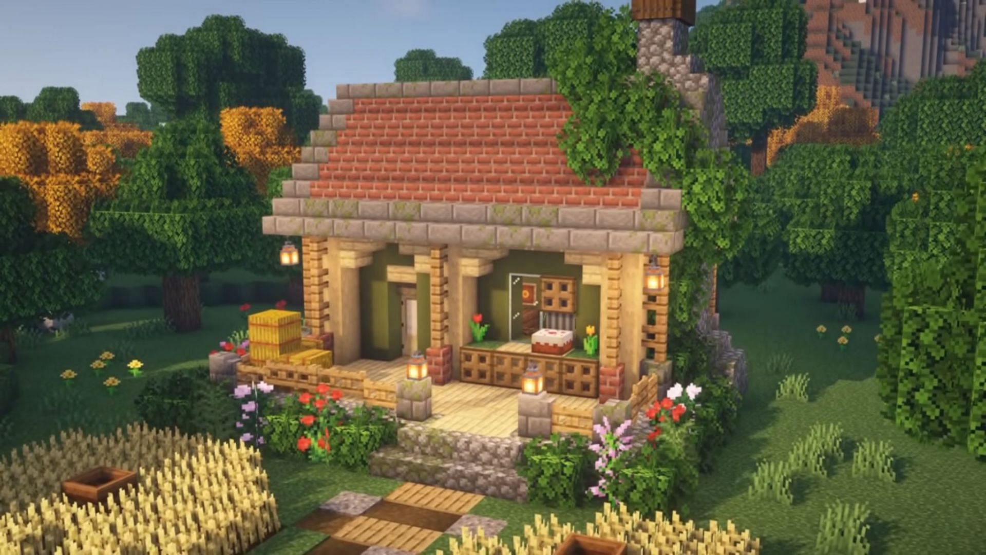 Cottagecore builds emphasize aesthetics and a warm, homely feeling (Image via Mojang)