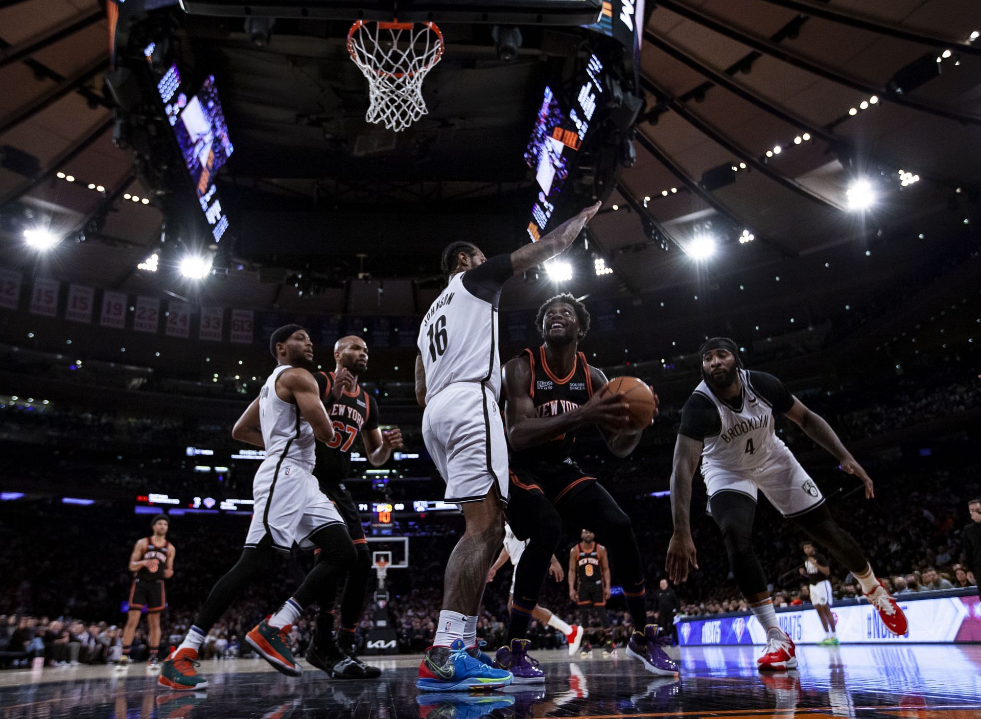 A snap from the match between the Brooklyn Nets and the New York Knicks.