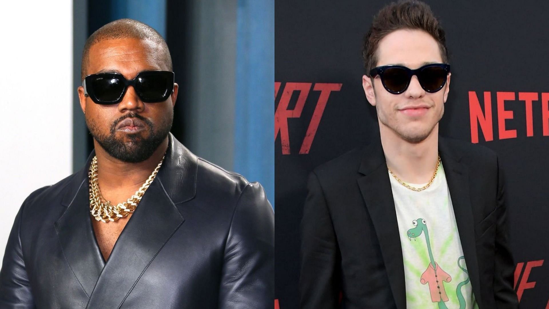 Kanye West takes another dig at Pete Davidson in new &#039;Eazy&#039; music video (Image via Jean-Baptiste Lacroix/Getty Images and Charley Gallay/Getty Images