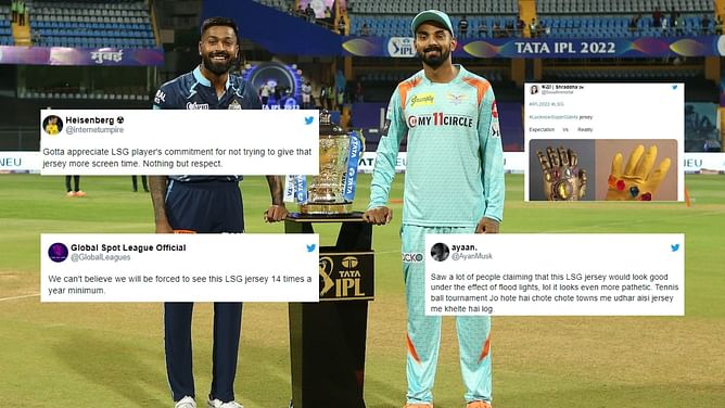 "Looks even more pathetic under flood lights!" - Fans roast LSG's jersey ahead of their IPL 2022 opener