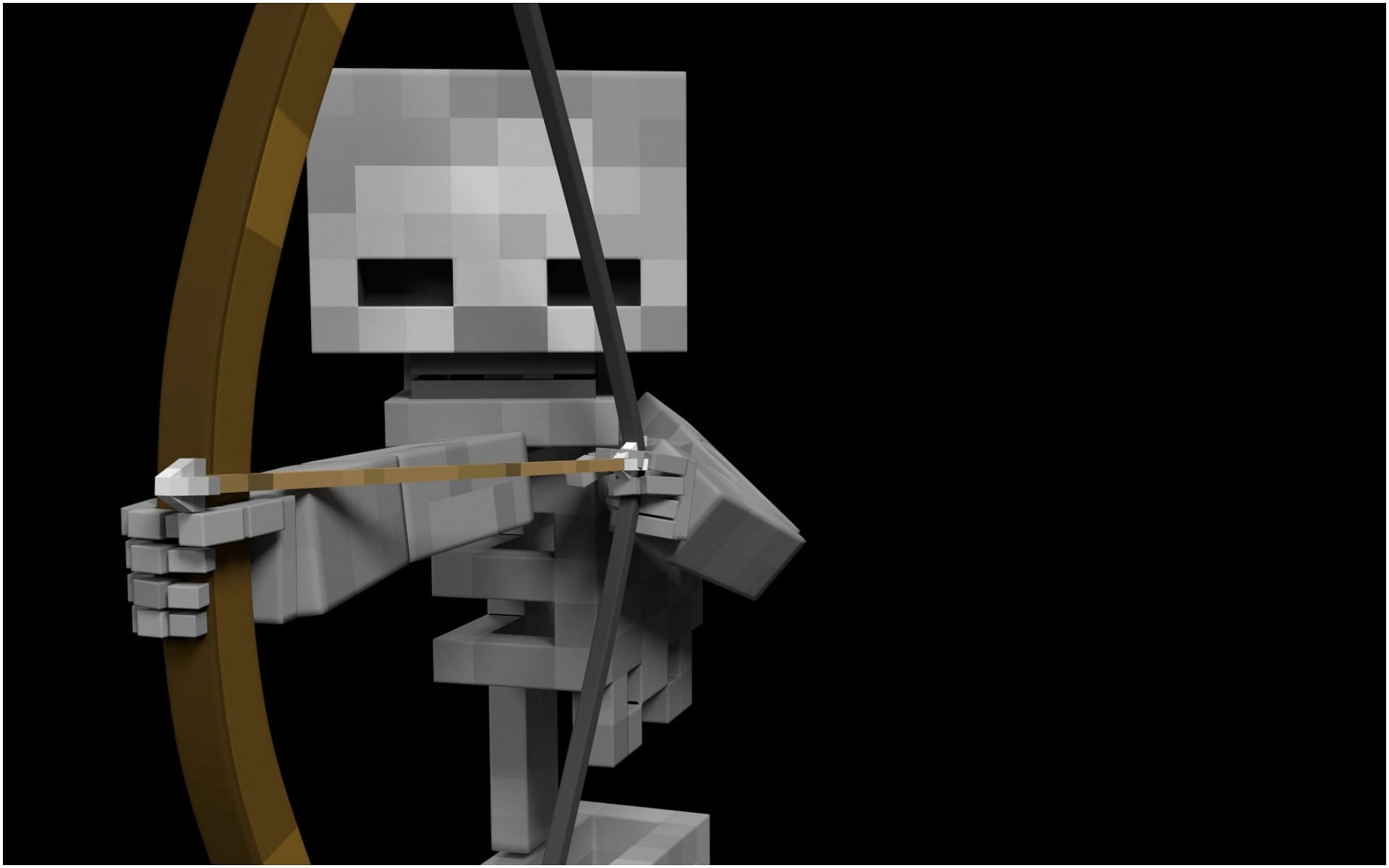 A skeleton in Minecraft (Image via WallpaperAccess/Minecraft)