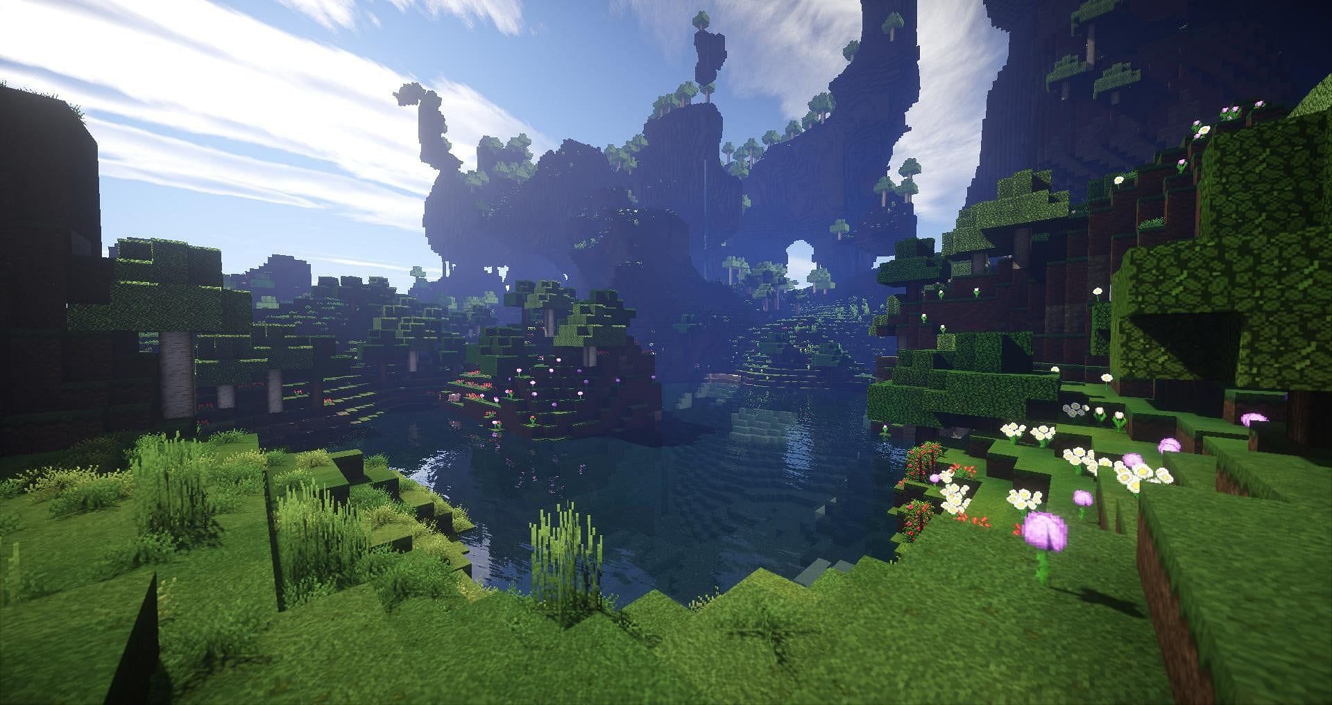 A biome with a lake (Image via Minecraft)