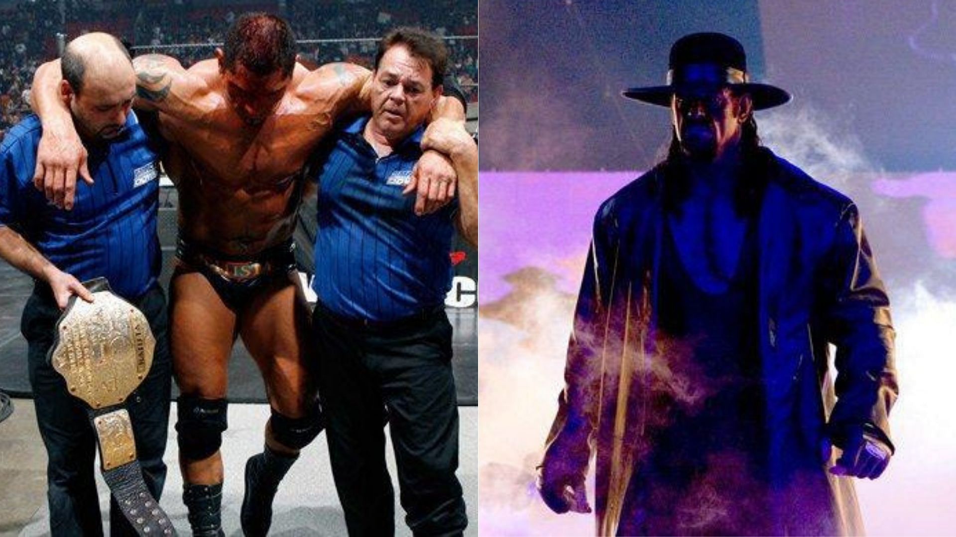 Batista (left) and The Undertaker (right)