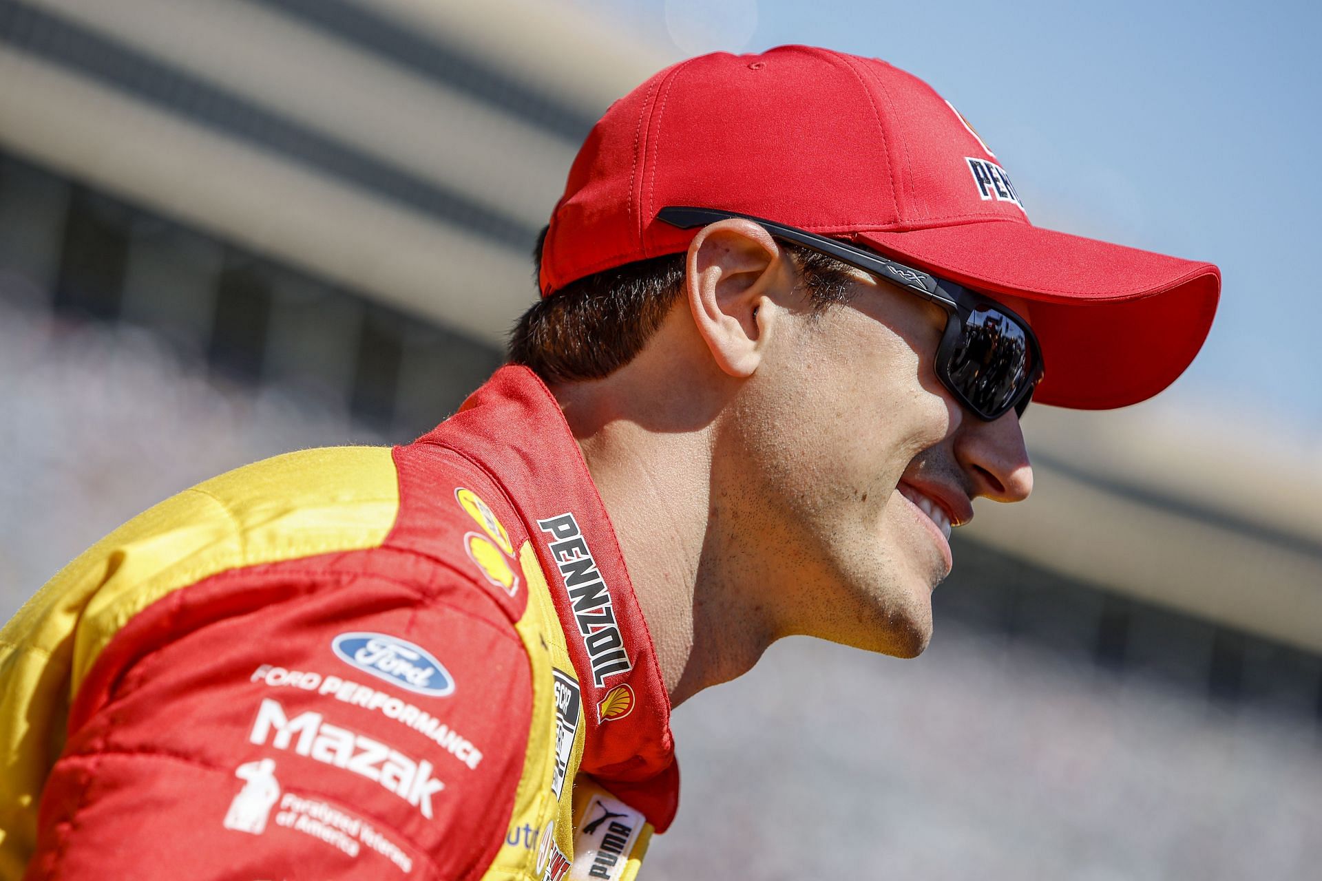 Joey Logano waits on the grid before the NASCAR Cup Series Folds of Honor QuikTrip 500 at Atlanta Motor Speedway (Photo by Sean Gardner/Getty Images)